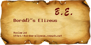Bordás Elizeus névjegykártya